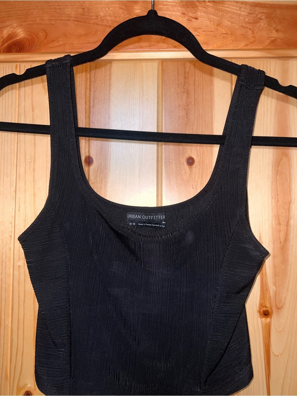 Urban Outfitters Black Ribbed Scoop Neck Crop Tank